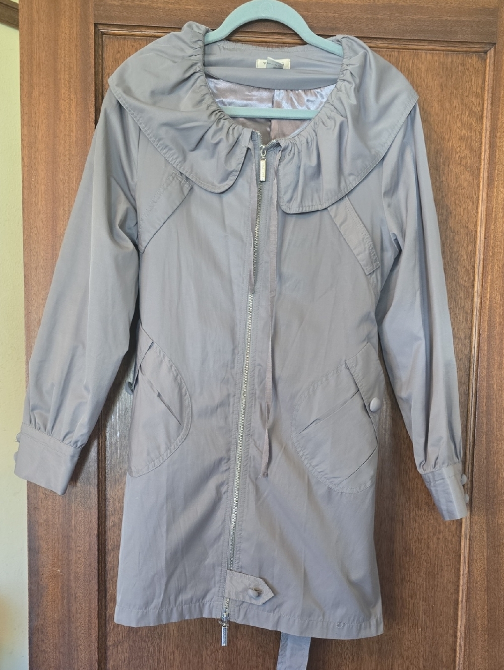 Vertigo Paris Light Gray Hooded Trench Coat